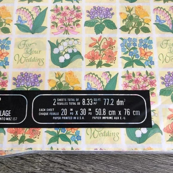 Vtg  Carlton Cards Wedding Gift Wrap - Picture 6 of 7